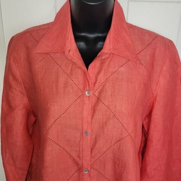 Richard Malcolm Irish Linen button up blouse top size medium - Picture 4 of 5